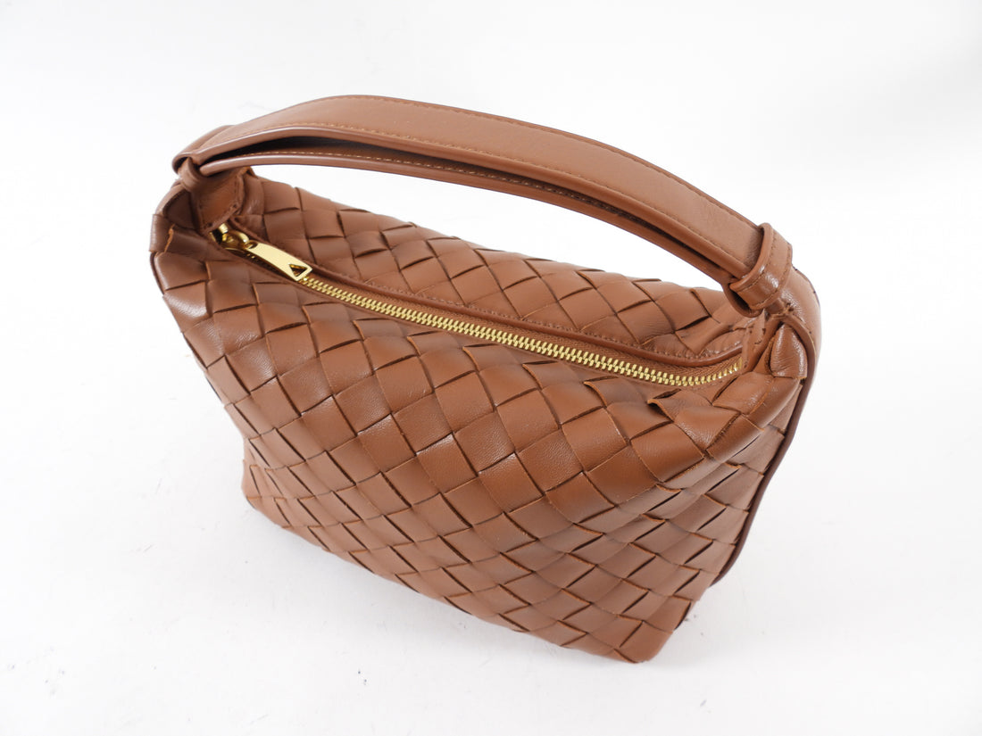 Bottega Veneta Caramel Brown Intrecciato Leather Mini Wallace Bag