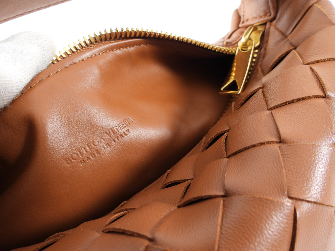 Bottega Veneta Caramel Brown Intrecciato Leather Mini Wallace Bag