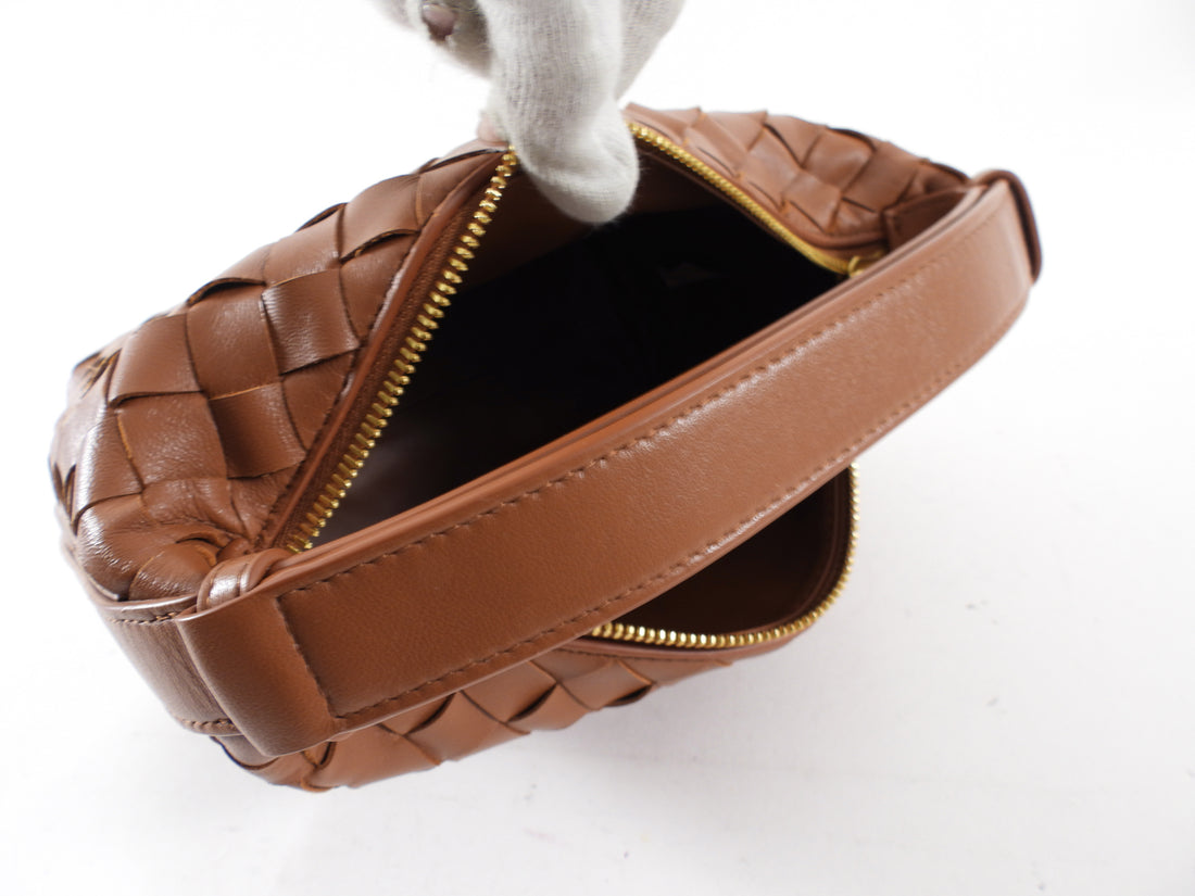 Bottega Veneta Caramel Brown Intrecciato Leather Mini Wallace Bag
