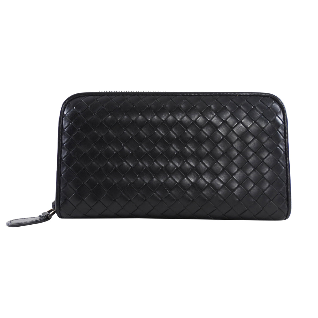Bottega Veneta Black Intrecciato Leather Continental Zip Wallet
