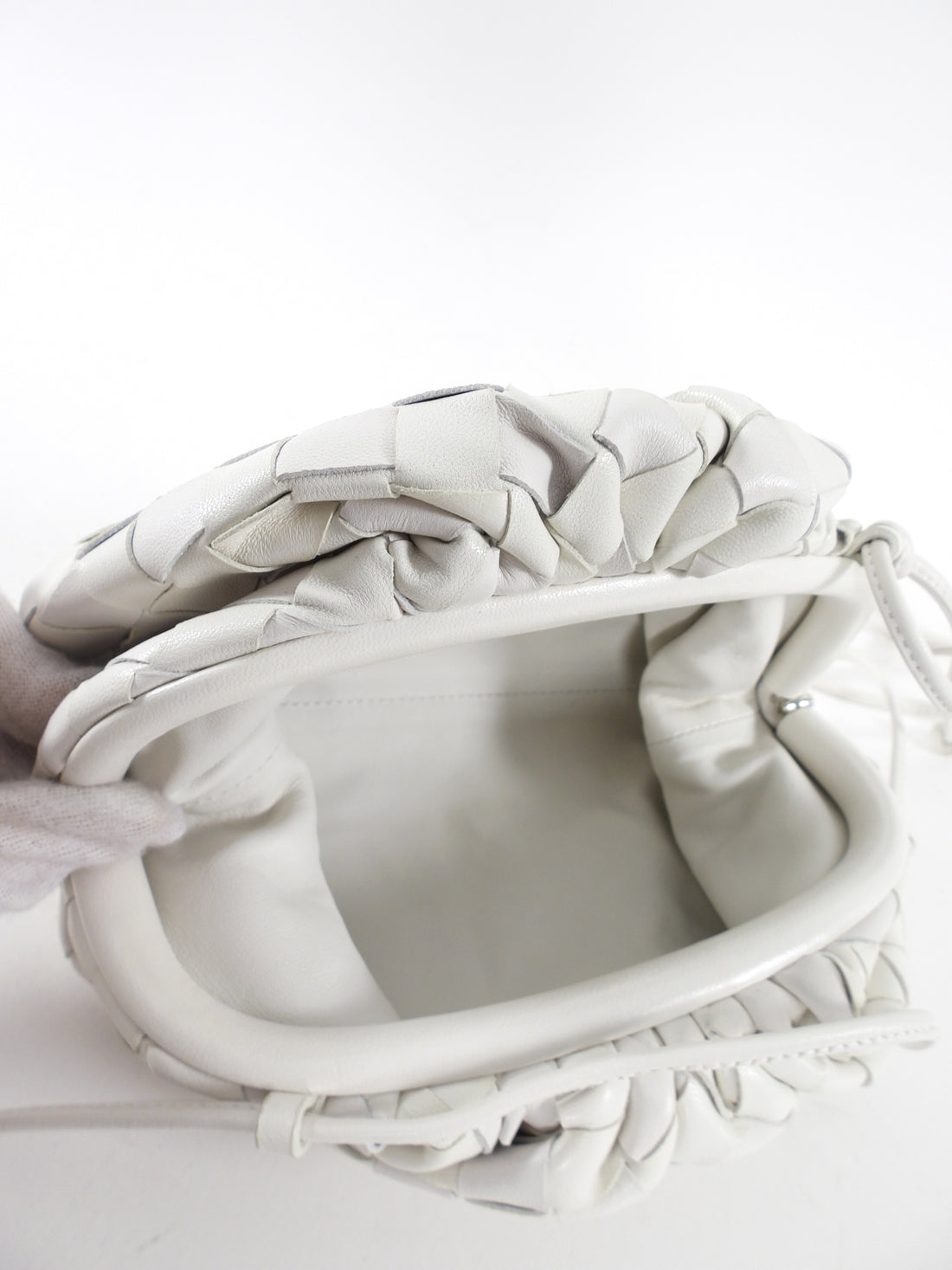 Bottega Veneta White Intrecciato Leather Mini The Pouch Crossbody Bag