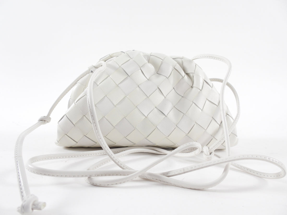 Bottega Veneta White Intrecciato Leather Mini The Pouch Crossbody Bag