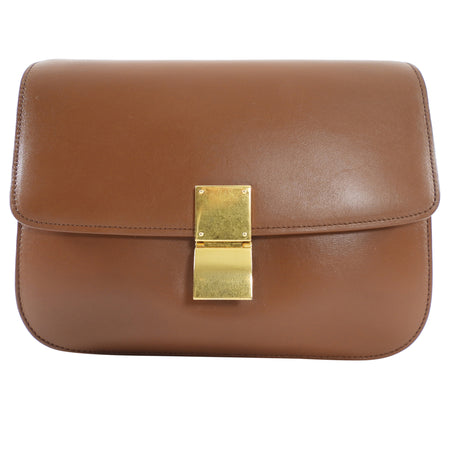 Celine Brown Leather Medium Box Bag
