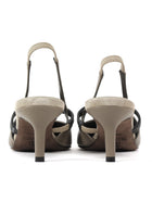 Brunello Cucinelli Taupe City Leather Sling Back 55mm Pointed Toe Monili Pumps - 37