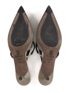 Brunello Cucinelli Taupe City Leather Sling Back 55mm Pointed Toe Monili Pumps - 37