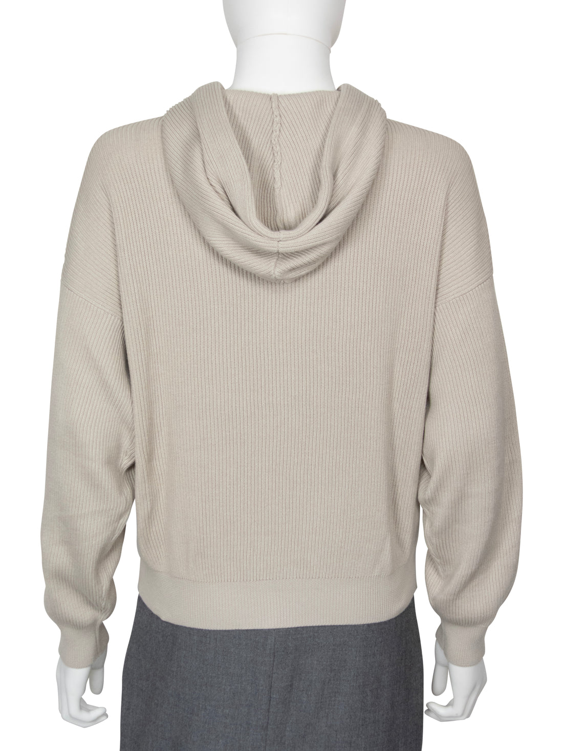 Brunello Cucinelli Grey Cotton Zib Knit Monili Zip Hoodie - M