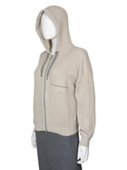 Brunello Cucinelli Grey Cotton Zib Knit Monili Zip Hoodie - M