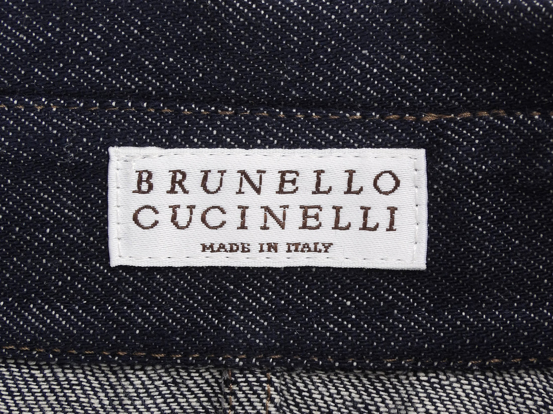 Brunello Cucinelli Dark blue Dark Denim Belted Sleeveless Dress - S / US 4-6