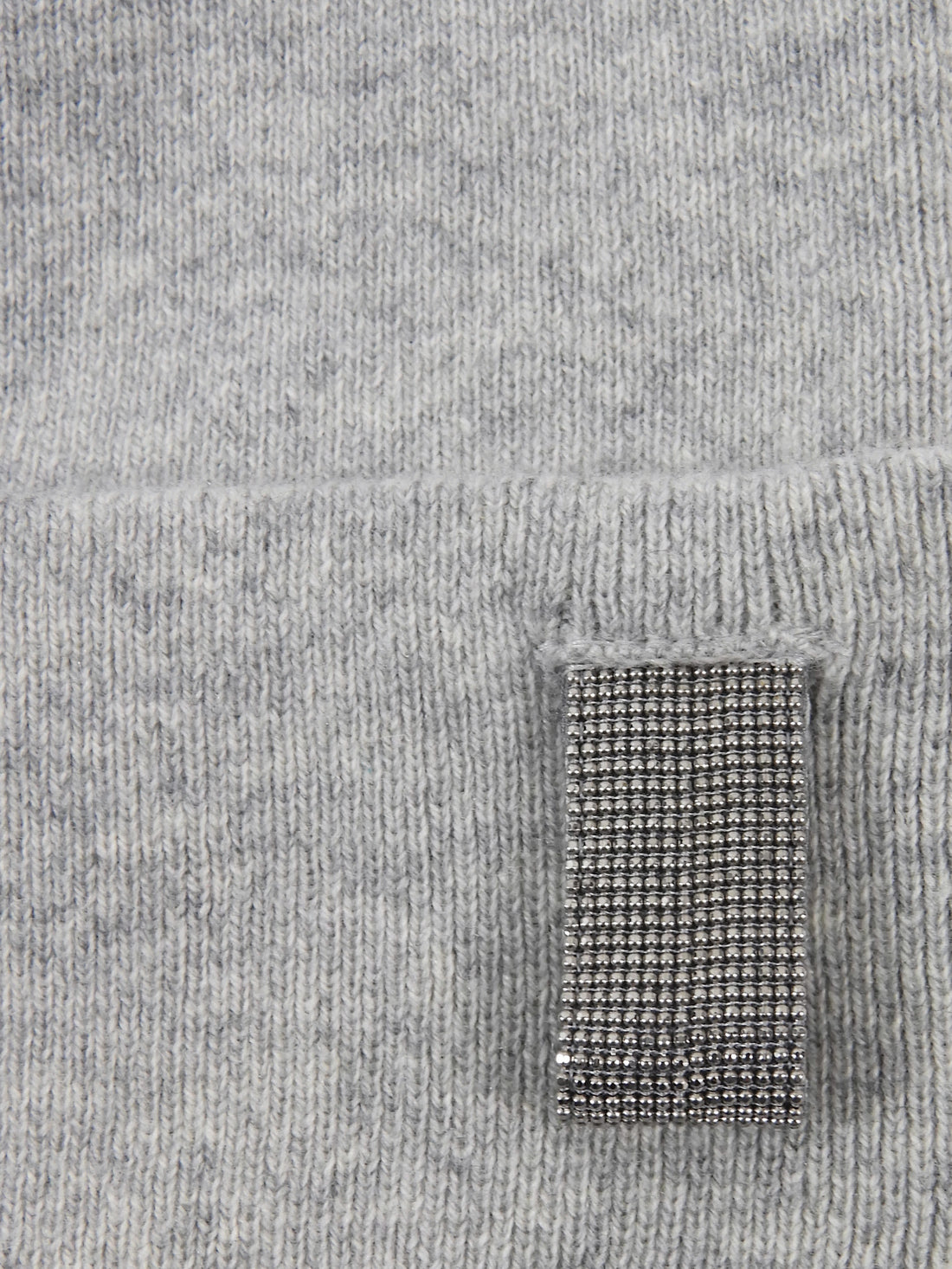 Brunello Cucinelli Light Grey Cashmere Stretch Knit Silver Monili Detail Toque Hat