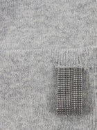 Brunello Cucinelli Light Grey Cashmere Stretch Knit Silver Monili Detail Toque Hat