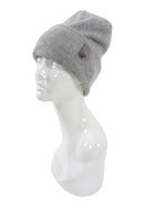 Brunello Cucinelli Light Grey Cashmere Stretch Knit Silver Monili Detail Toque Hat