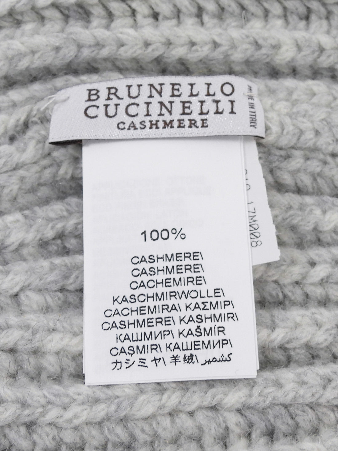 Brunello Cucinelli Light Grey Cashmere Rib Monili Detail Toque Hat