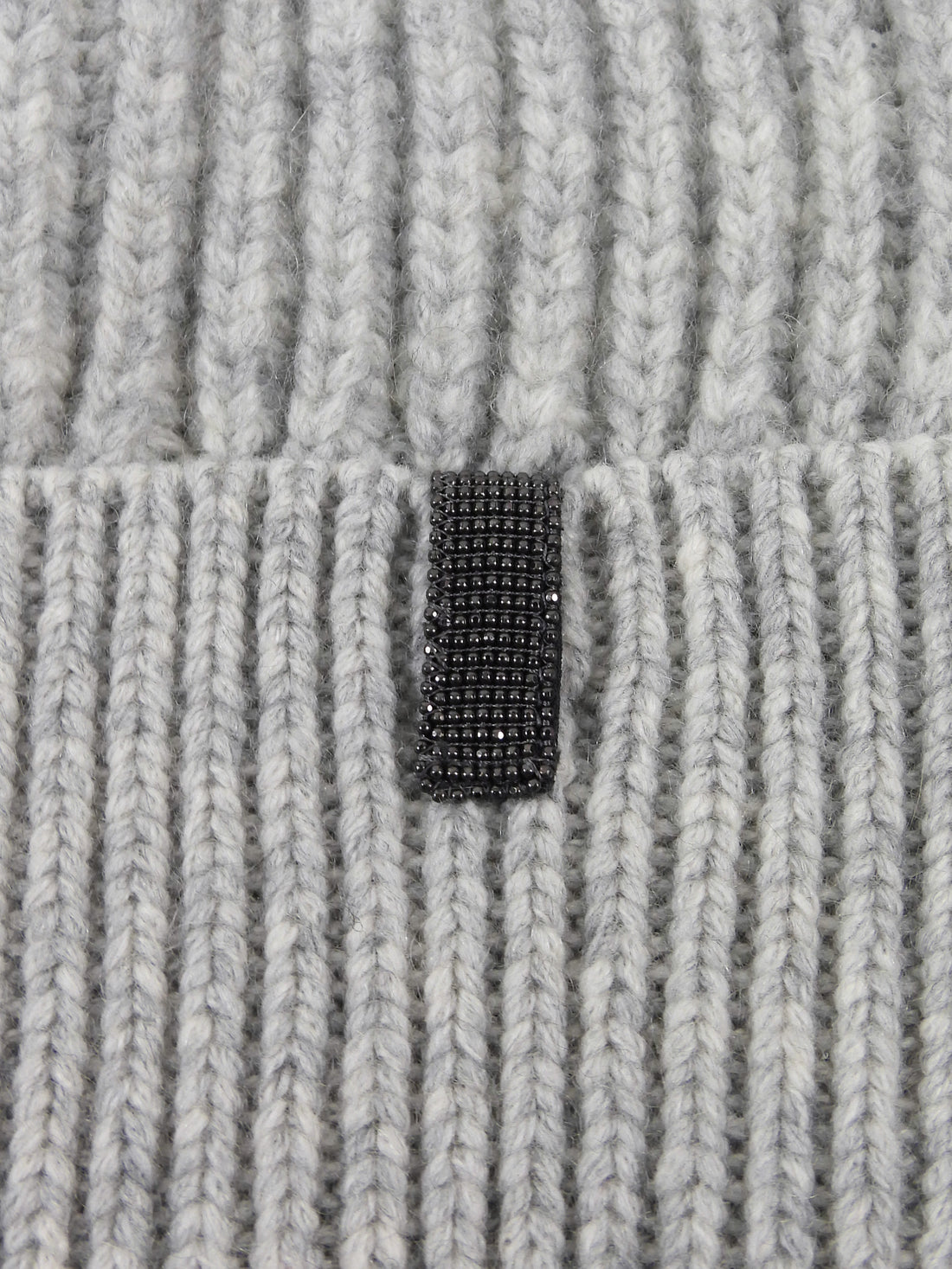 Brunello Cucinelli Light Grey Cashmere Rib Monili Detail Toque Hat