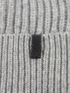 Brunello Cucinelli Light Grey Cashmere Rib Monili Detail Toque Hat