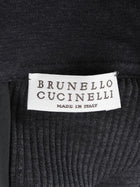 Brunello Cucinelli Charcoal Grey Cotton Rib Monili Neck Tee Shirt - L