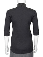 Brunello Cucinelli Charcoal Grey Cotton Rib Monili Neck Tee Shirt - L