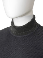 Brunello Cucinelli Charcoal Grey Cotton Rib Monili Neck Tee Shirt - L