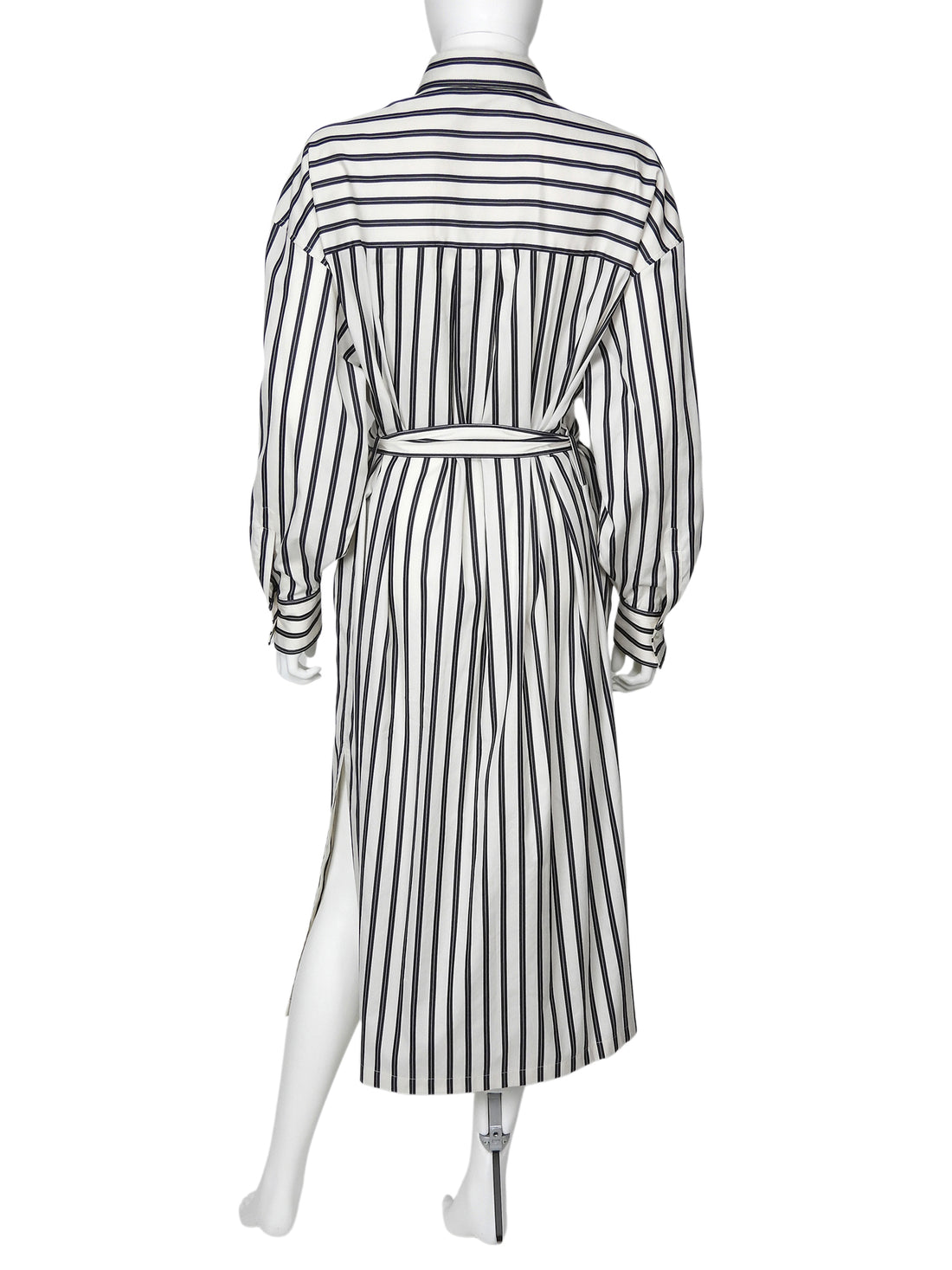 Brunello Cucinelli Black Ivory Stripe Sequin Embroidered Shirt Dress - S / US 4-6
