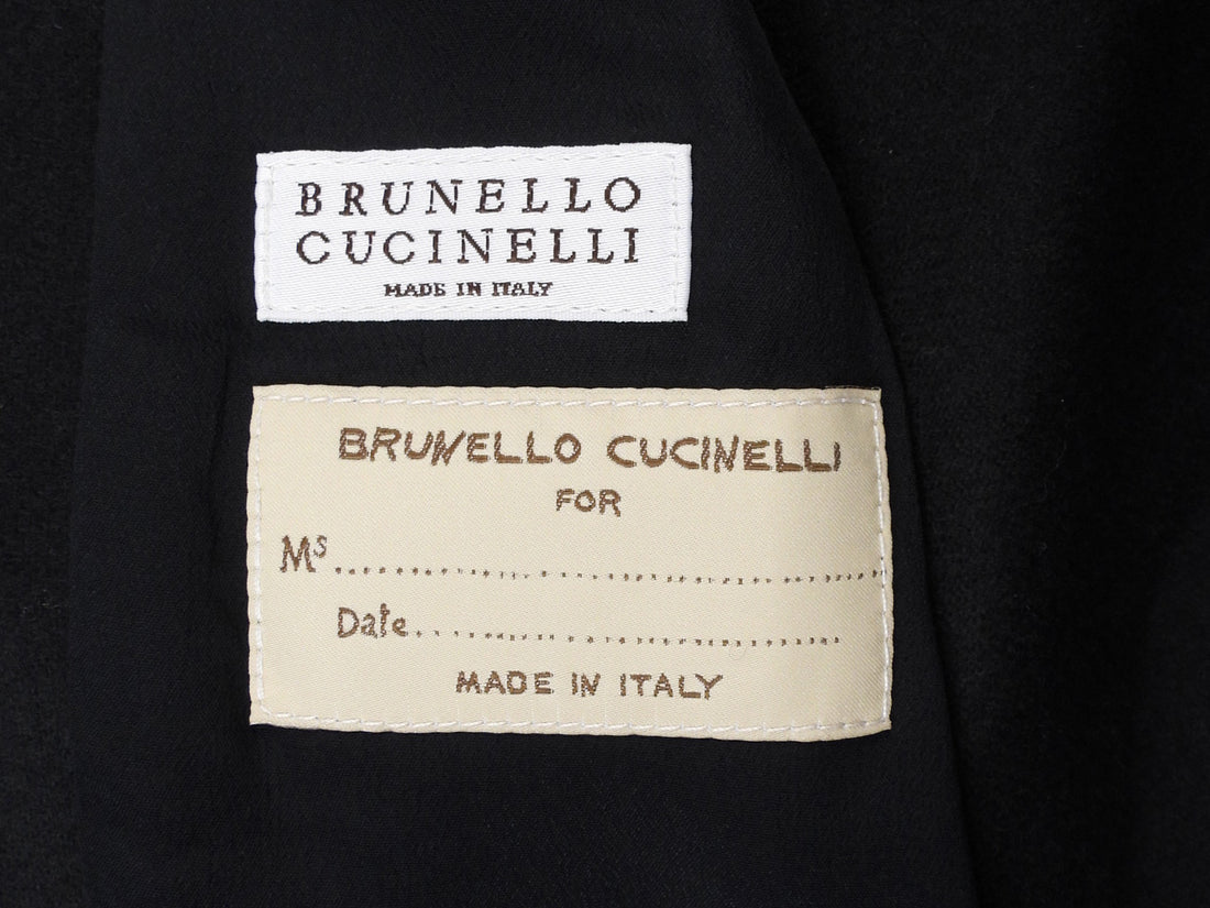 Brunello Cucinelli Black Wool Cashmere Double Breasted Jacket - IT 44 / 8 / M