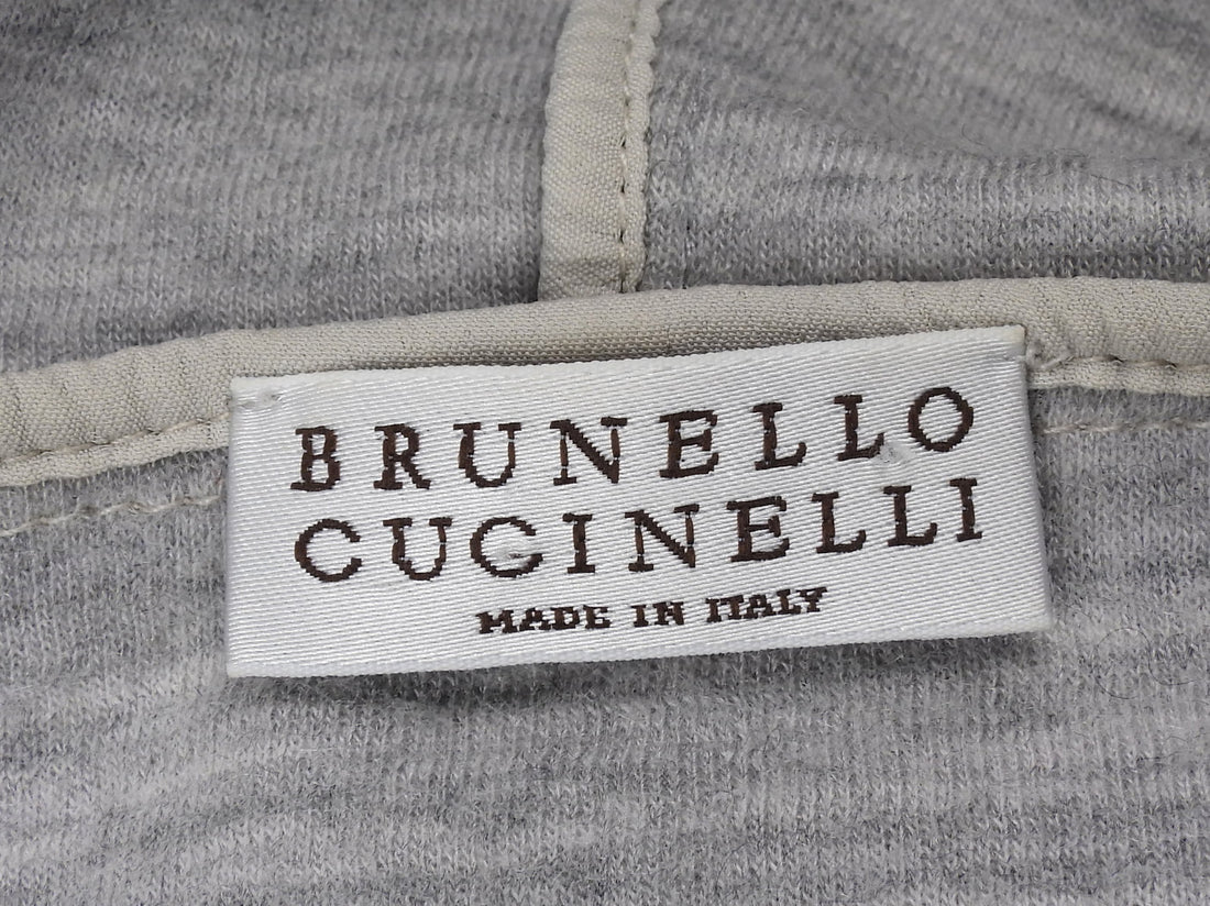 Brunello Cucinelli Light Grey Cashmere Zip Monili Hoodie - S