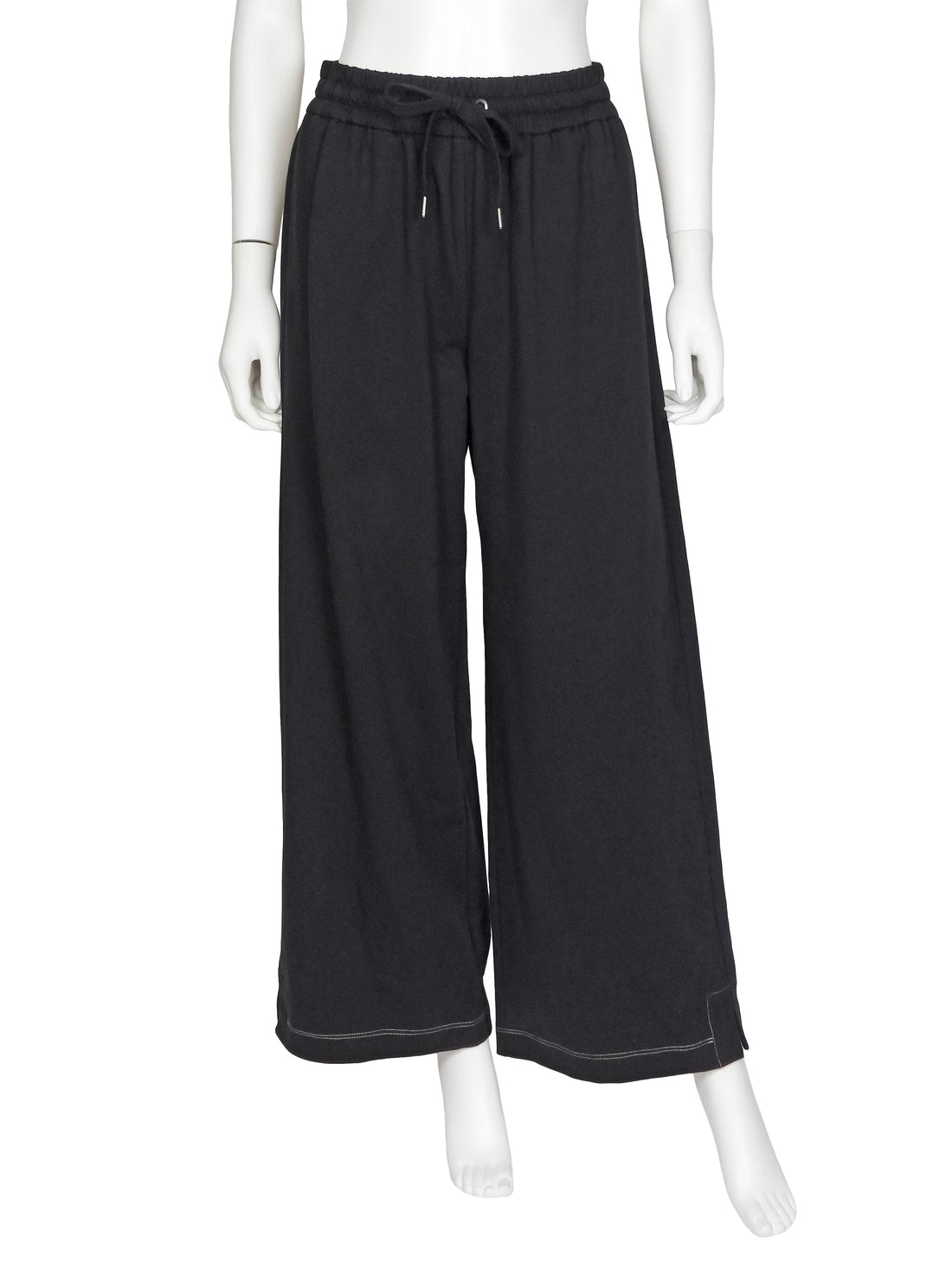 Brunello Cucinelli Black Wide Top Stitch Hem Jogger - S