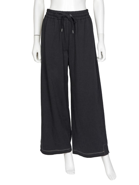 Brunello Cucinelli Black Wide Top Stitch Hem Jogger - S