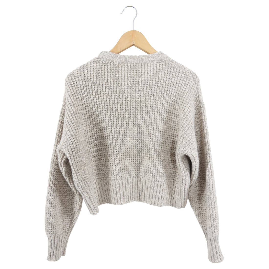 Brunello Cucinelli Light Greige Cashmere Crop Sweater with Bead Detail - S