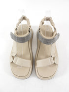 Brunello Cucinelli Light Ecru Beige Leather Monili Flatform Sandals - 37