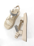 Brunello Cucinelli Light Ecru Beige Leather Monili Flatform Sandals - 37