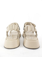 Brunello Cucinelli Light Ecru Beige Leather Monili Flatform Sandals - 37