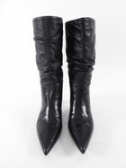 Brunello Cucinelli Black Leather Slouch Mid Boot - 36.5