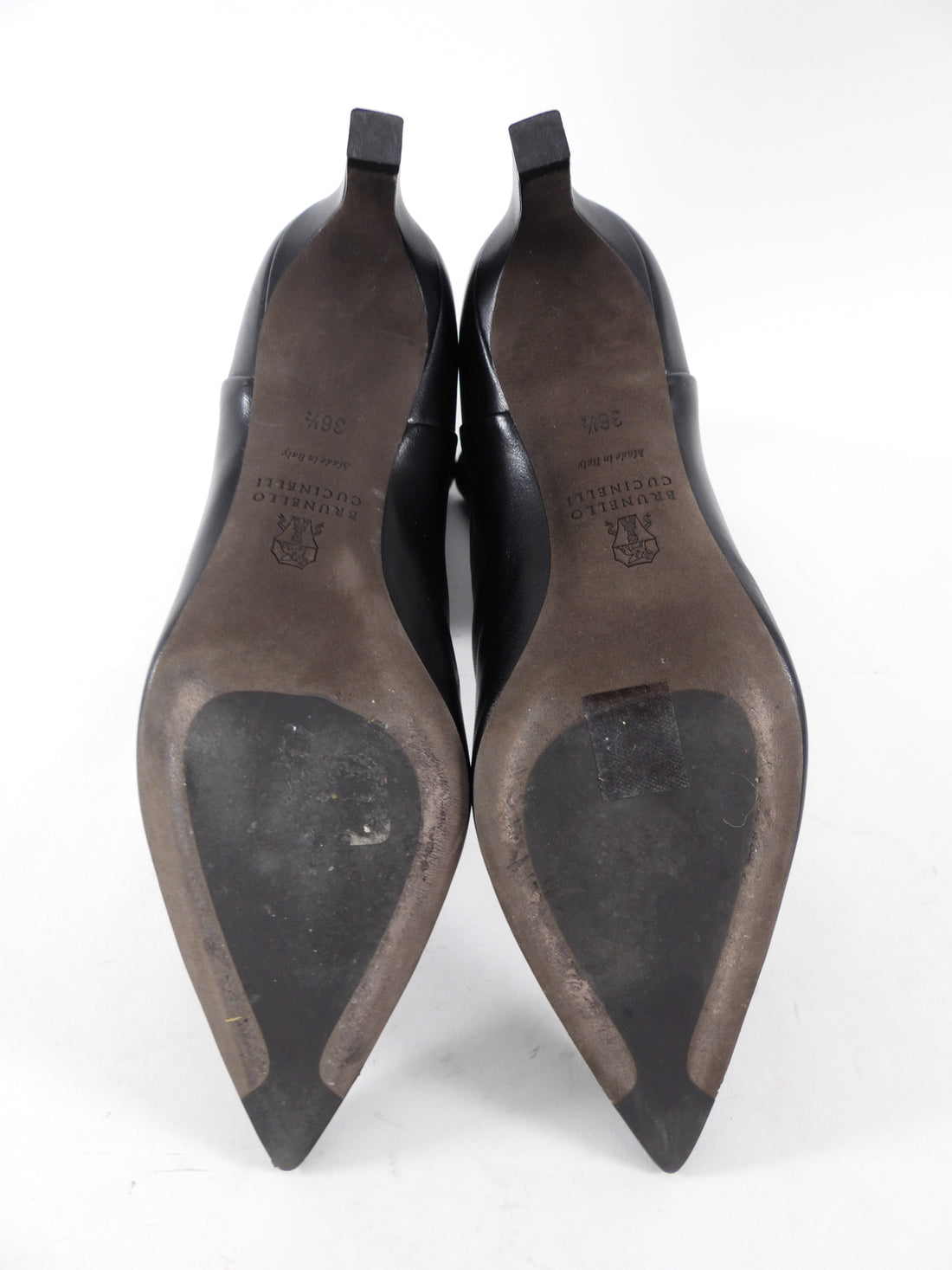 Brunello Cucinelli Black Leather Slouch Mid Boot - 36.5