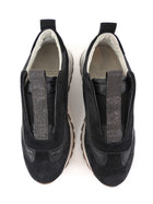 Brunello Cucinelli Black Nylon and Suede Slip on Sneakers with Monili Detail - 40