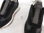 Brunello Cucinelli Black Nylon and Suede Slip on Sneakers with Monili Detail - 40