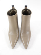 Brunello Cucinelli Taupe Leather Pointed Monili Ankle Boot - 37