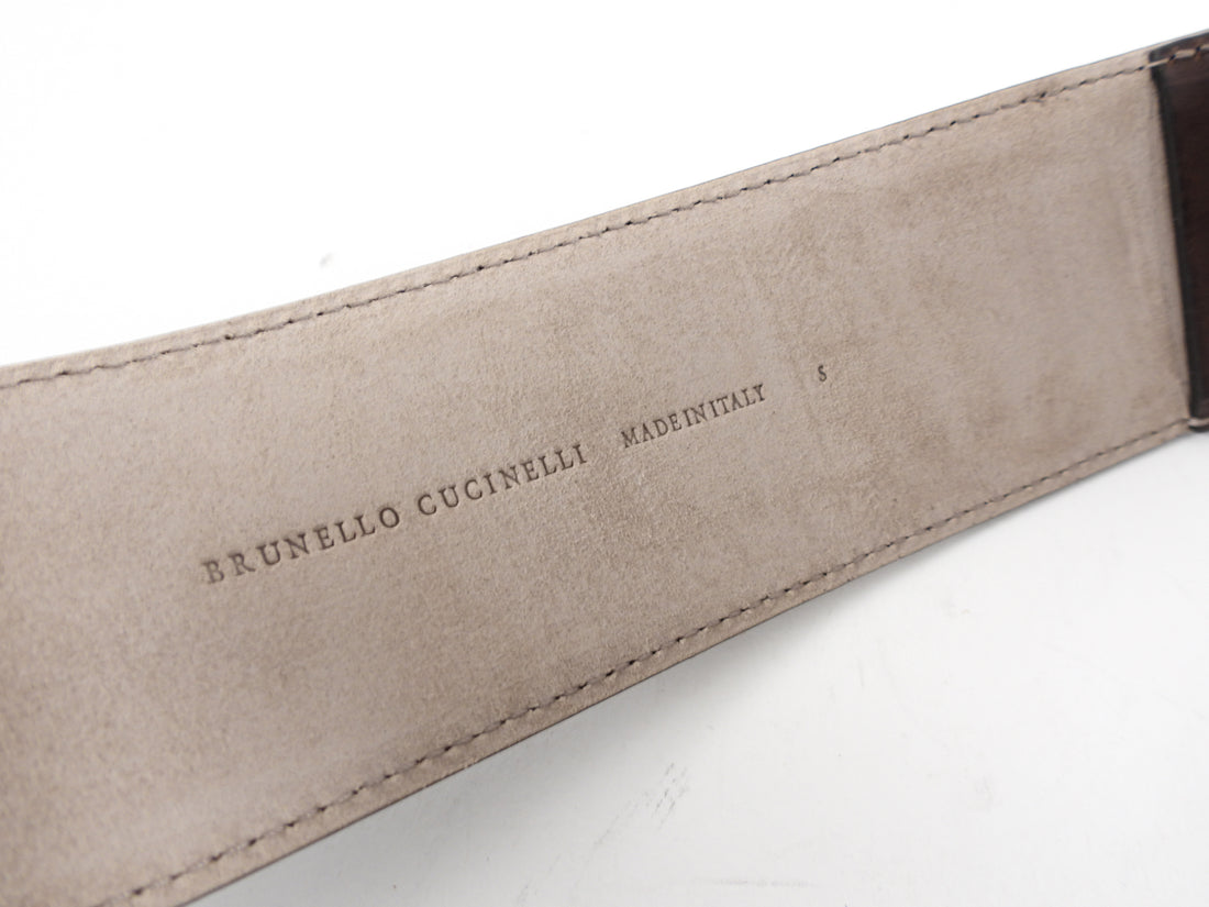 Brunello Cucinelli Wide Brown Belt with Extra Long End - S / M
