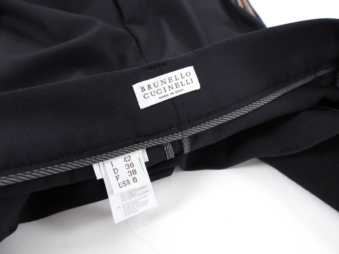 Brunello Cucinelli Black Wool Elastic Waist Taper Trouser - S (4/6)