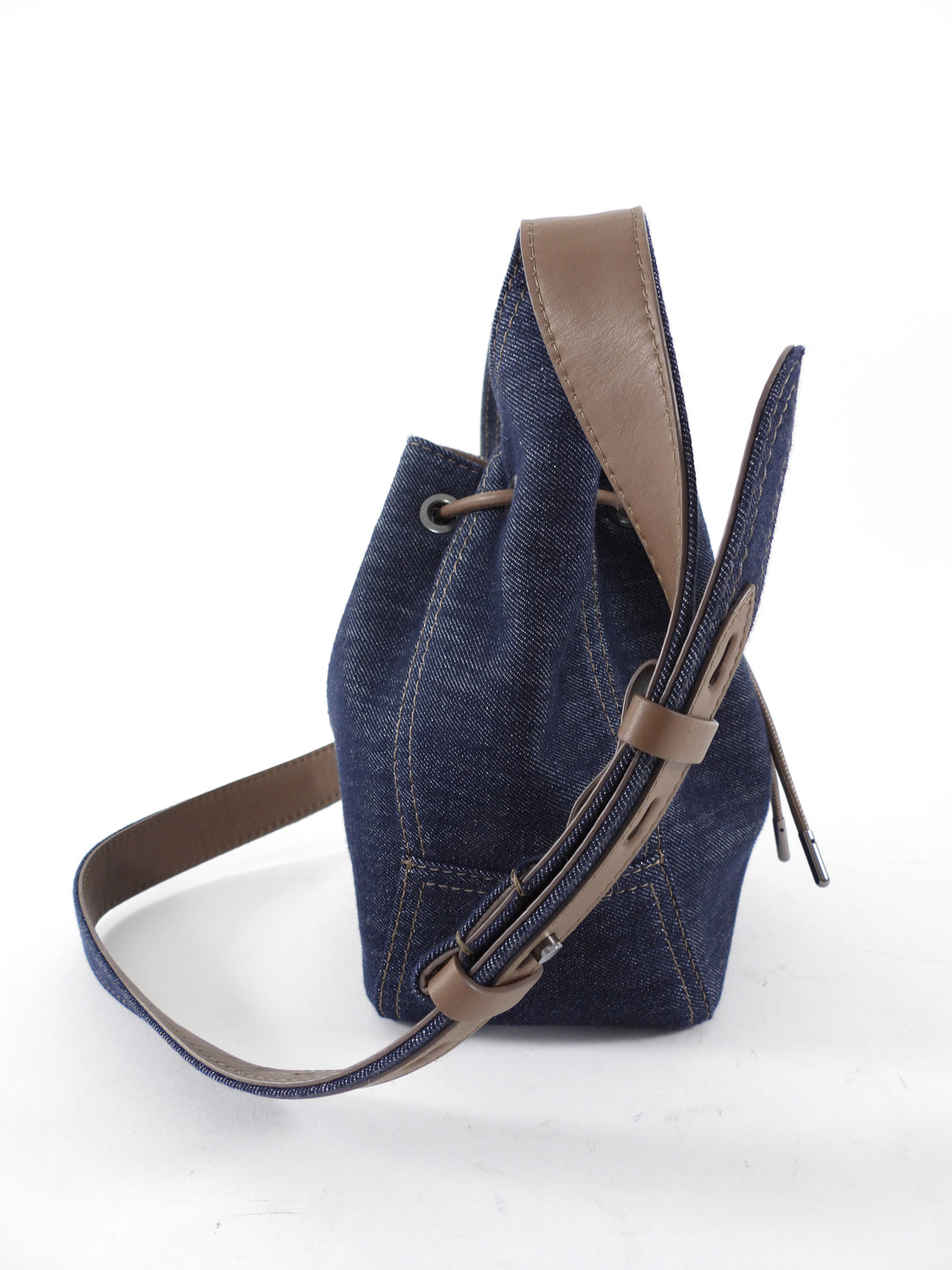 Brunello Cucinelli Small BC Duo Blue Denim Bucket Bag