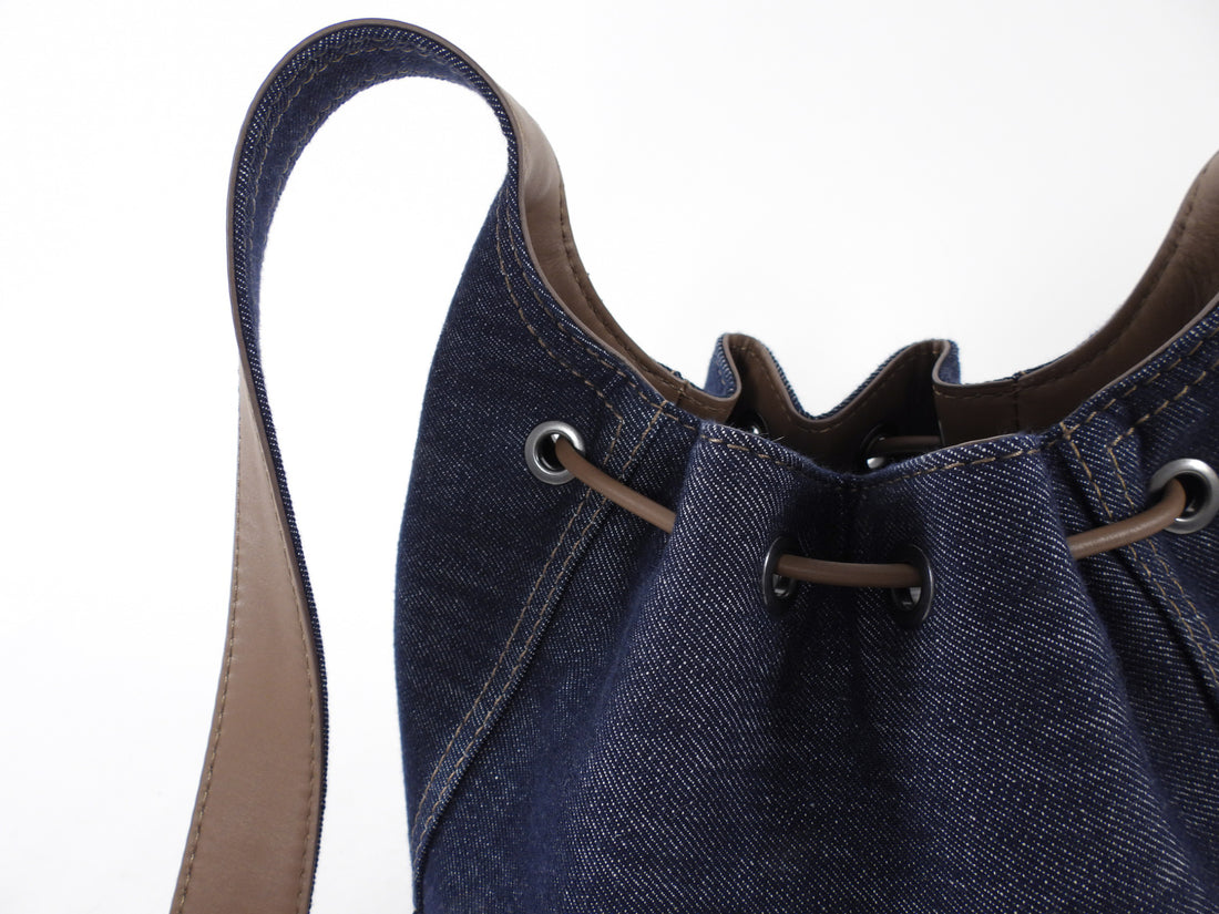 Brunello Cucinelli Small BC Duo Blue Denim Bucket Bag