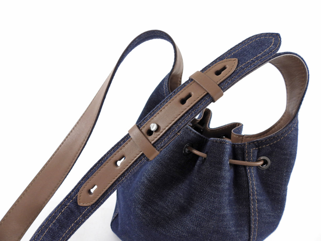 Brunello Cucinelli Small BC Duo Blue Denim Bucket Bag