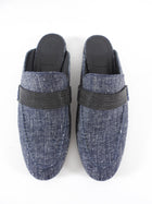 Brunello Cucinelli Denim Monili Bead Flat Slipper Mules - 38.5 / 8