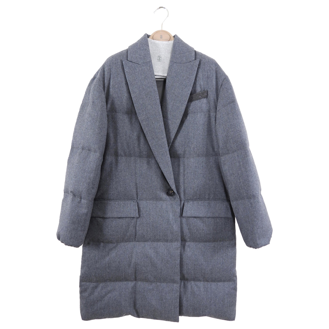 Brunello Cucinelli Grey Quilted Puffer Down Monili Long Coat - IT40 / S (6)