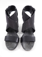 Brunello Cucinelli Grey Leather Monili Block Heel Sandals - 37