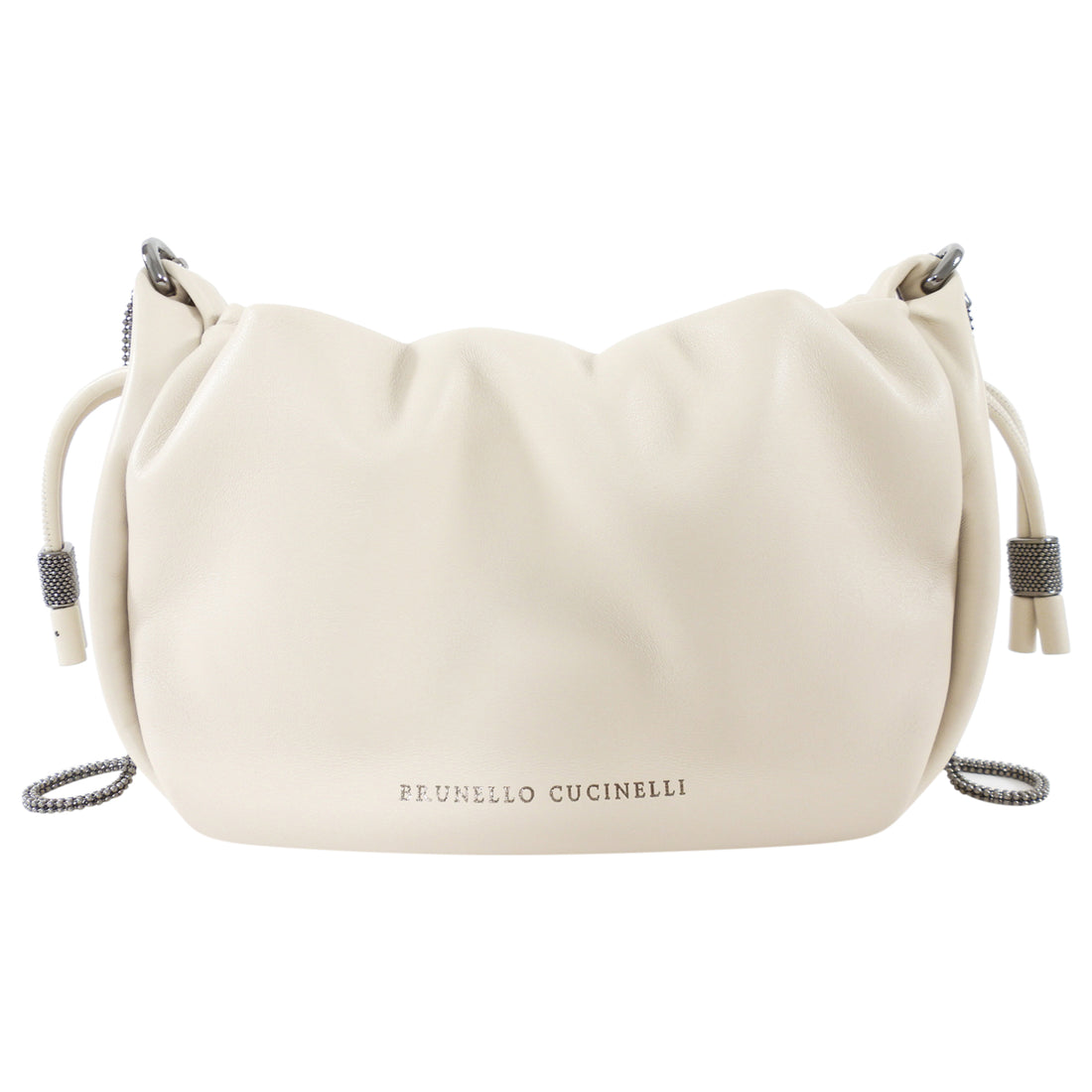 Brunello Cucinelli Mini Mellow Ivory Leather Bucket Bag
