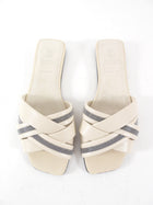 Brunello Cucinelli Ecru Monili Crossover Flat Sandals - 37