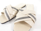 Brunello Cucinelli Ecru Monili Crossover Flat Sandals - 37