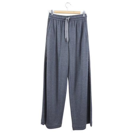 Brunello Cucinelli Grey Wide Leg Monili Stripe Jogging Pants - S