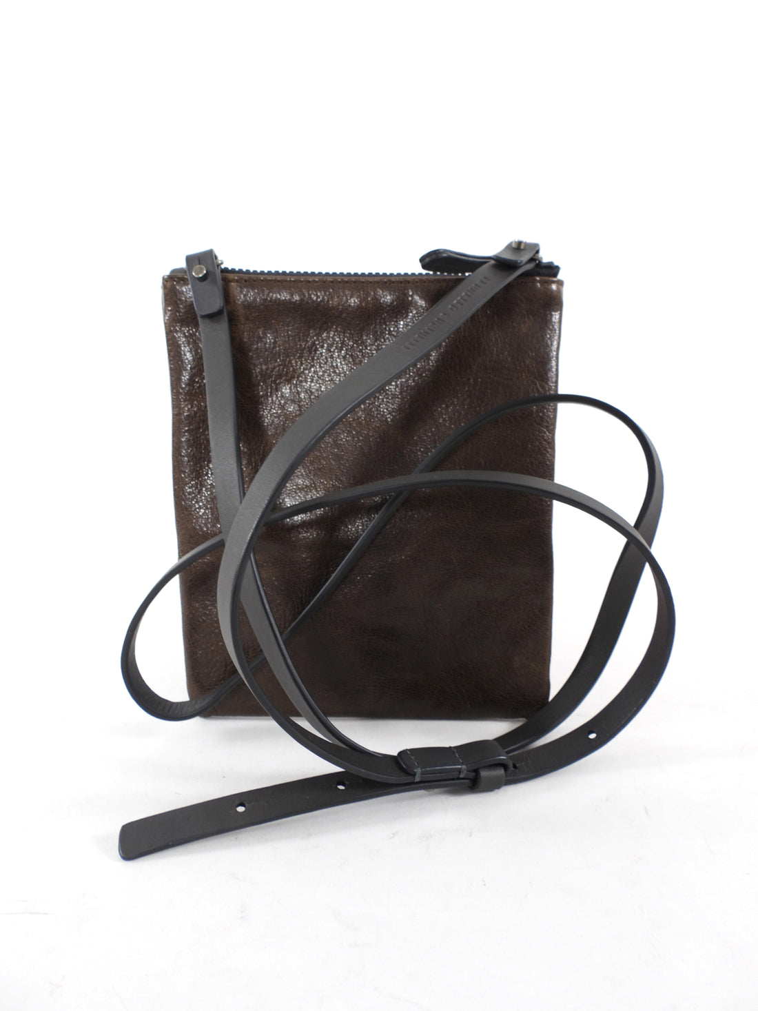 Brunello Cucinelli Dark Brown Leather Monili Mini Crossbody Pouch Bag