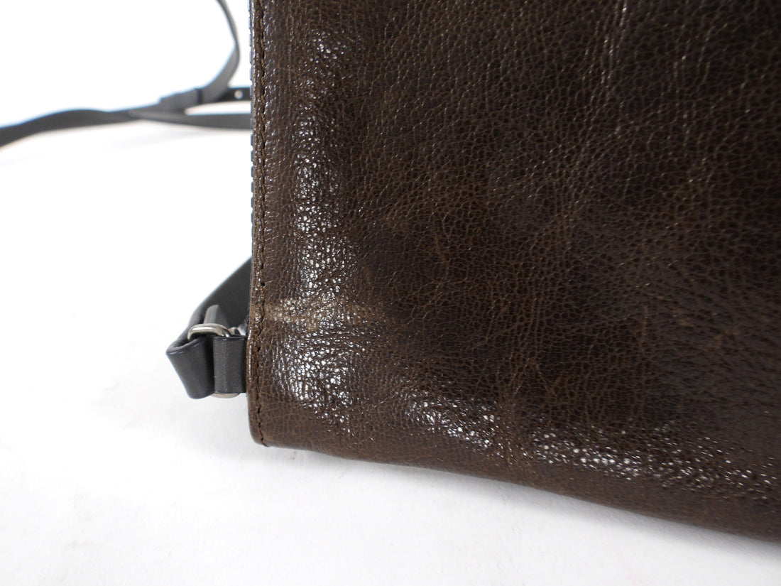 Brunello Cucinelli Dark Brown Leather Monili Mini Crossbody Pouch Bag