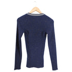 Brunello Cucinelli Navy Blue Stripe V-Neck Sweater- S